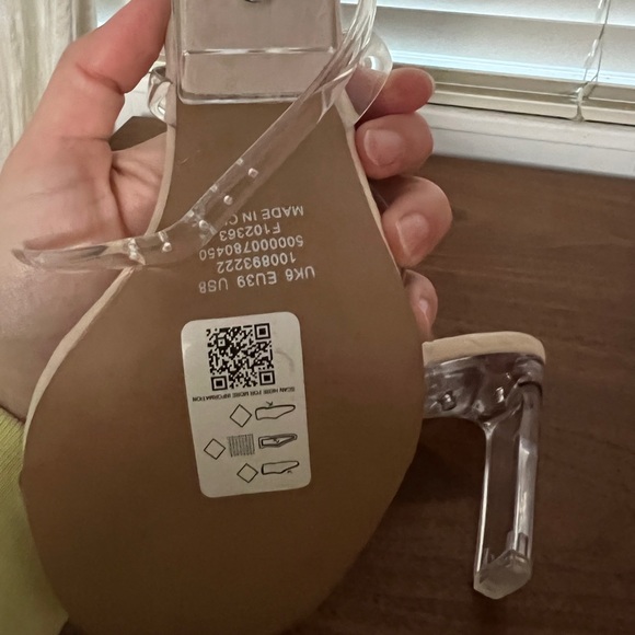 NEW ASOS Design Clear Open Toe Sandal Heels Suede nude Inner Size W 8 WIDE - Picture 7 of 8